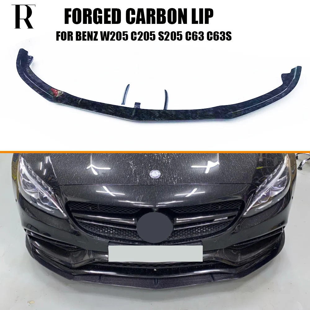 C63 Forged Carbon Fiber Front Chin Lip  for W205 Sedan C205 Coupe S205 Wagon C63 C63s Amg 15 - 22