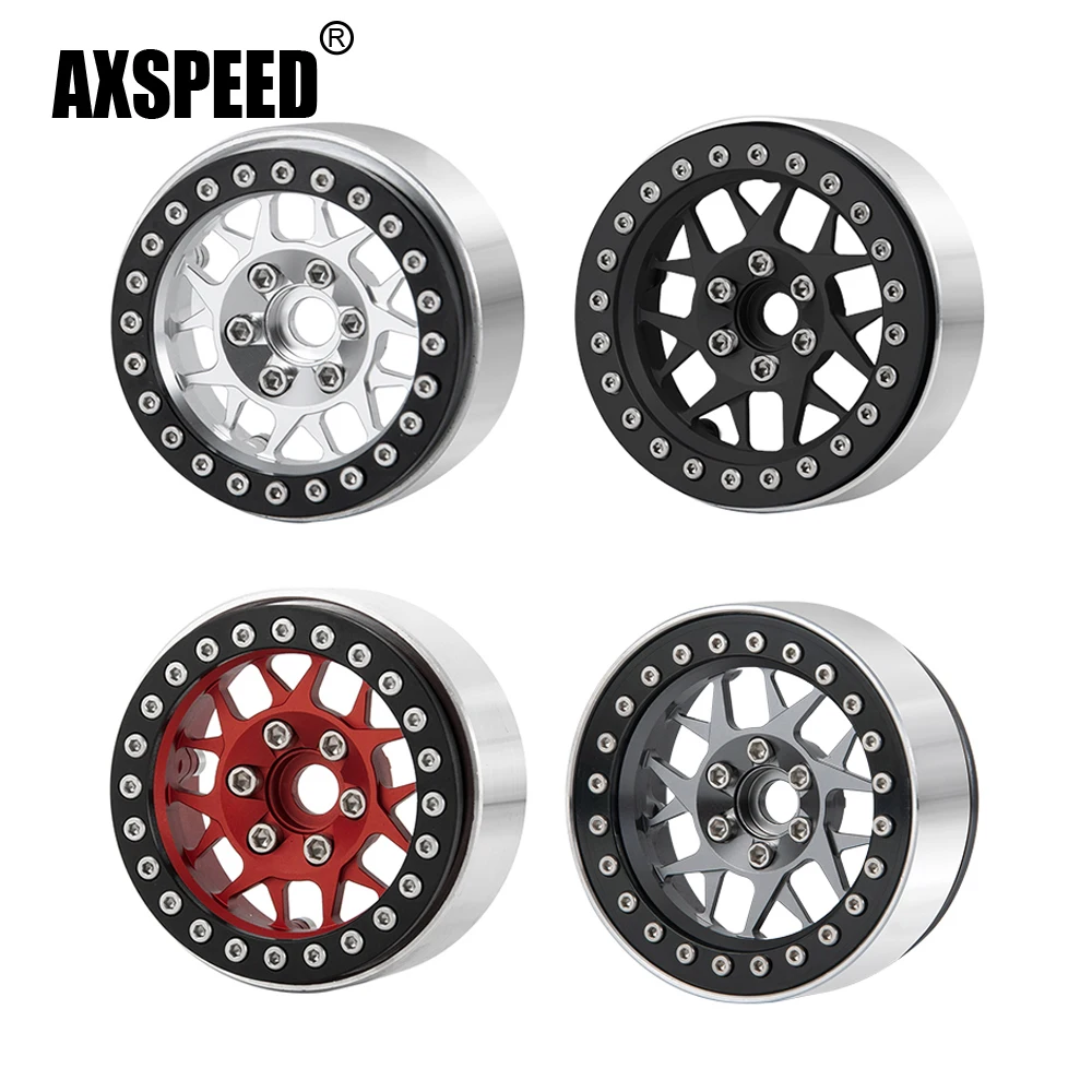 

AXSPEED 4 Pcs/lot 1.9inch Aluminium Beadlock Wheels Rims for 1/10 SCX10 90046 AXI03007 TRX4 D90 RC Car Parts