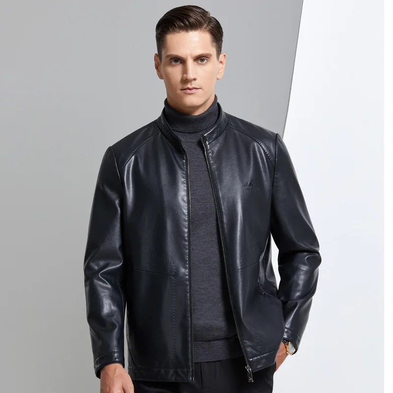 Men 2022 High-End PU Leather New Winter Men's Fashion Stand-up Collar Ecological Leather Jacket Short Slim Pu Leather Jacket