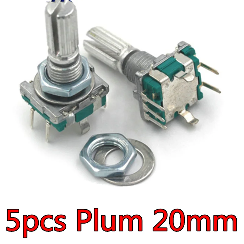 5pcs/lot Half/Plum 360 Degree Rotary Encoder, handle length 15mm 20mm code switch EC11 digital potentiometer with switch 5Pin