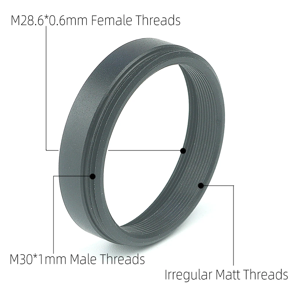 EYSDON M30*1mm Male to M28.6*0.6mm Female Threads Conversion T Ring Adapter for 1.25 Inch Telescope Filter Converter