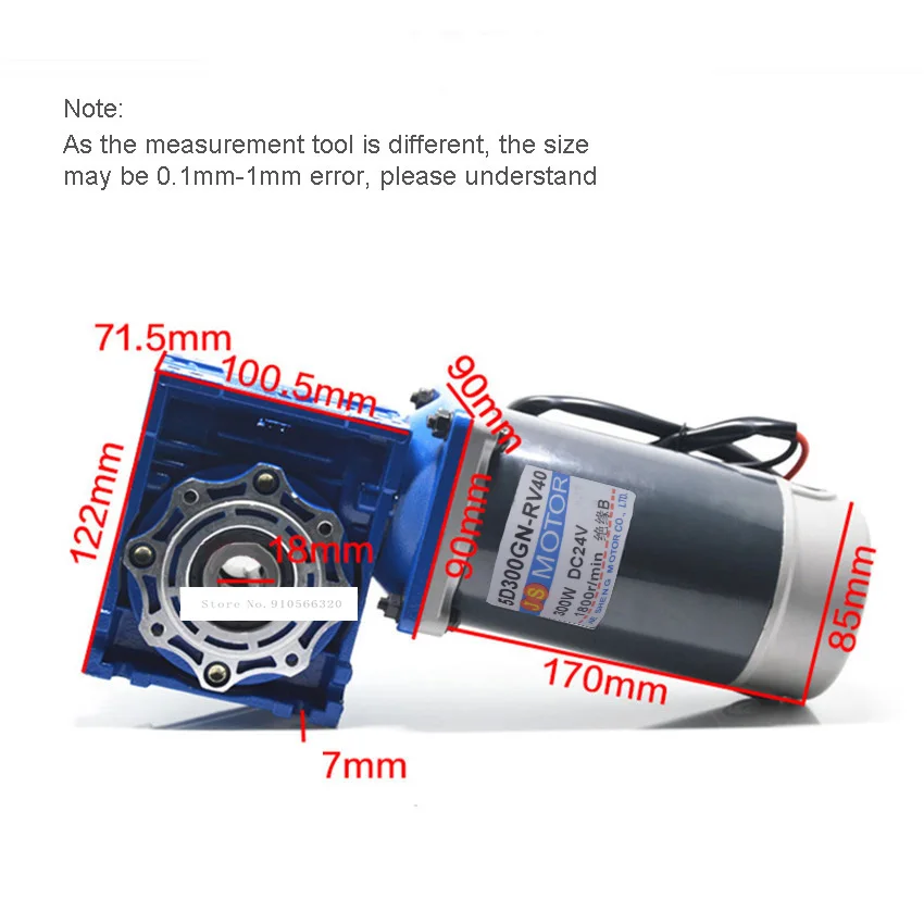 Imagem -04 - High Torque dc Gear Motor Worm Gearbox Diâmetro do Eixo de Saída 18 mm 5d300gd-rv40 dc 12v 24v 300w Nova Chegada