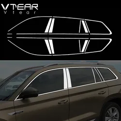 Vtear For Skoda Kodiaq accessories window chrome trim cover stainless steel exterior chromium car-styling parts 2019 2020 2021