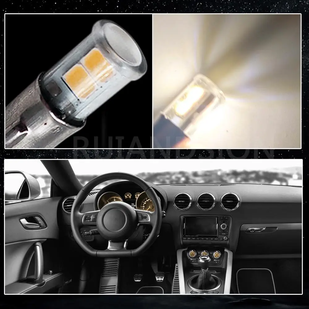 2PCS BA7S T7 Led Bulb Reverse Turn Lamp 200Lm Warning Lamp Car Dashboard Light Motorcycle Instrument Panel 6V 6000K 4300K White