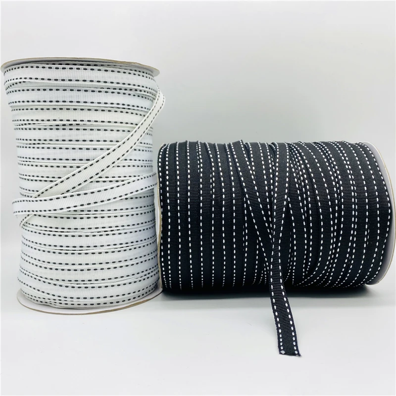 5ayrds/Lot 10mm White Black Wired Grosgrain Ribbon For Wedding Christmas Decoration DIY Ribbon Bows Crafts Gift Wrapping