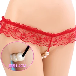 Calcinha renda sensual feminina virilha aberta fio dental cordas g com pérola conta massageadora cueca erótica para lingerie brinquedos sexuais