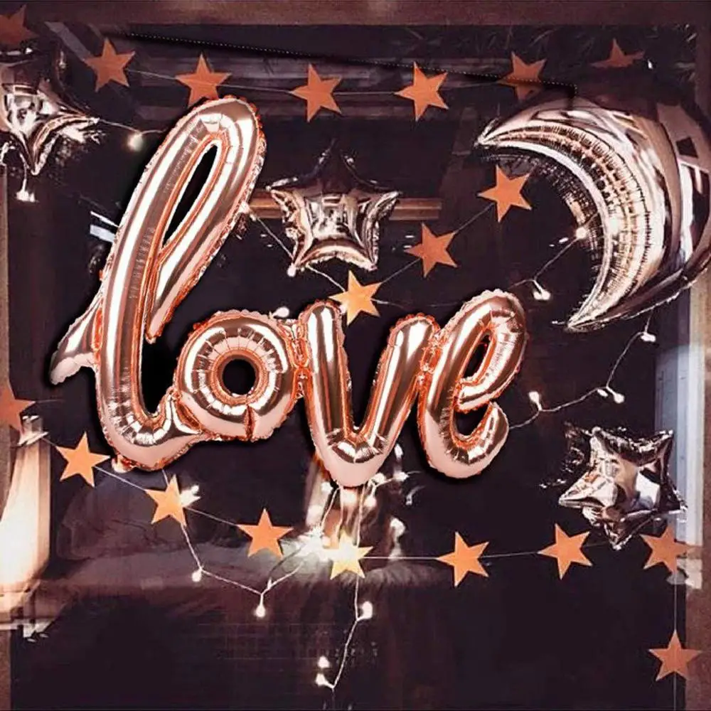 Ligatures Love Letter Foil Balloon valentines day Anniversary Wedding Birthday Party Decoration balloons Cup Photo Props