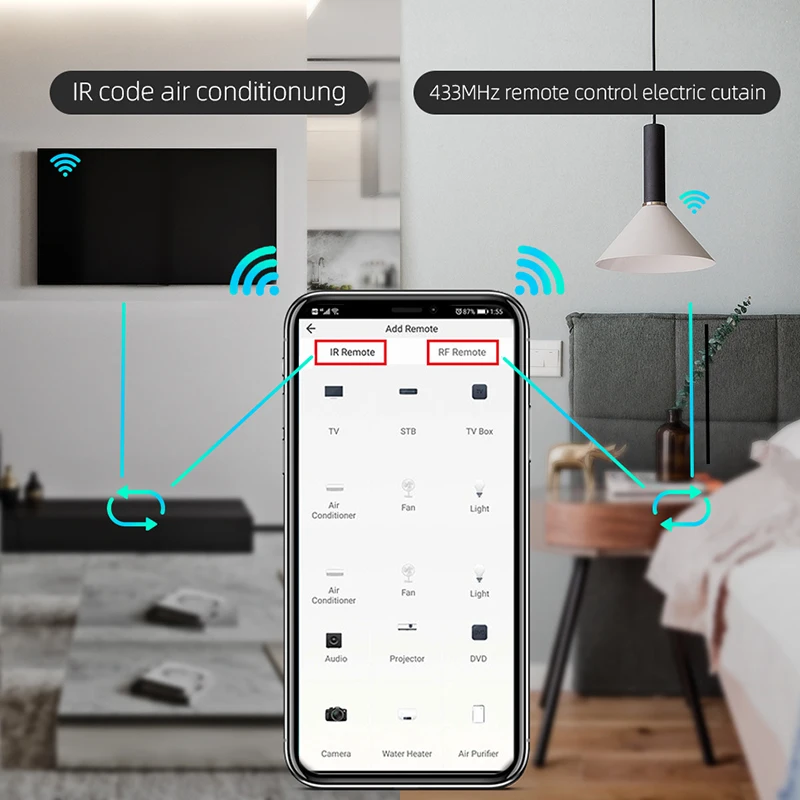 Tuya الذكية واي فاي الأشعة تحت الحمراء RF العالمي عن بعد لمكيف الهواء التلفزيون دعم أليكسا جوجل الرئيسية ، RF433 الأشعة تحت الحمراء للتحكم عن بعد جسر المحور