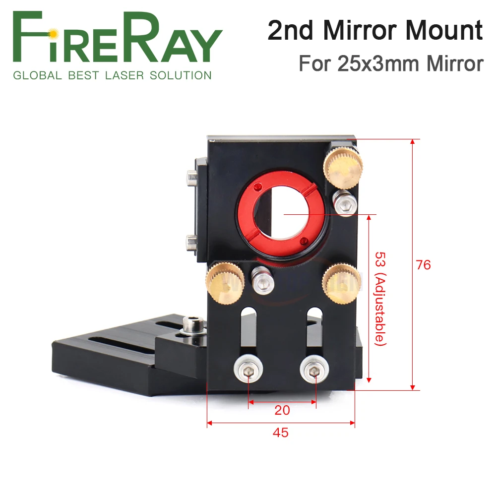 FireRay CO2 Laser Mount Casting Mirror, 25mm Laser Head, Second Mirror Mount, Integrative Mount for Laser Engraving Machine