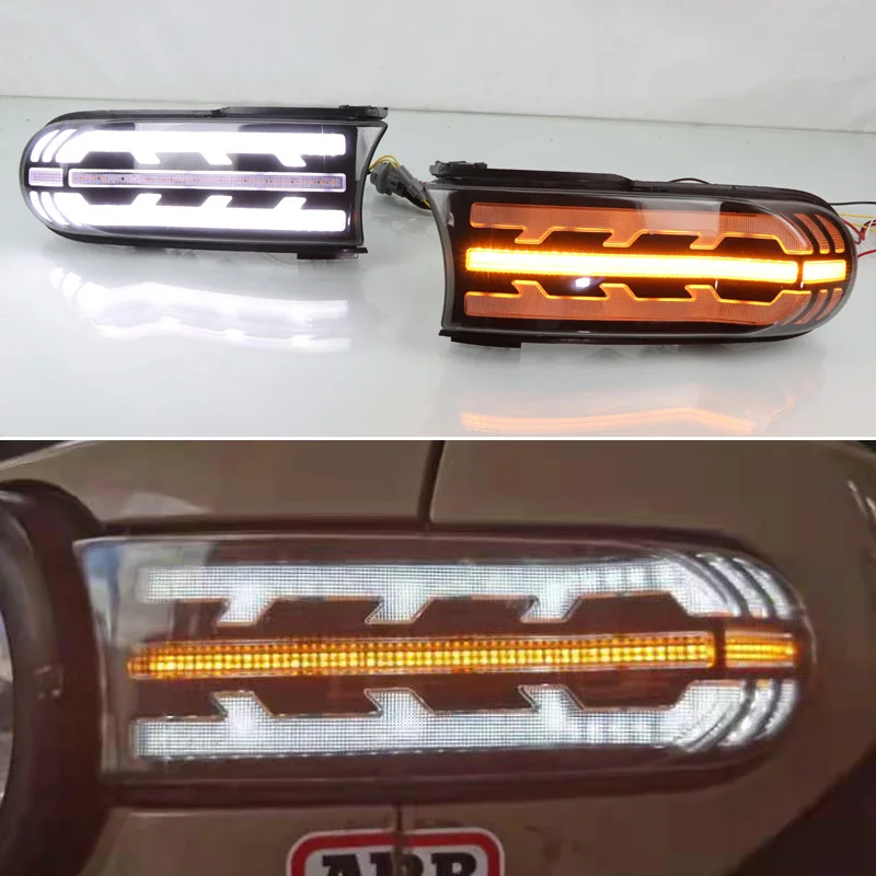 LED Daylights For Toyota FJ Cruiser 2007 - 2020 2021 Car Headlight Daytime Running Light DRL Dynamic Turn Yellow Signal Fog Lamp