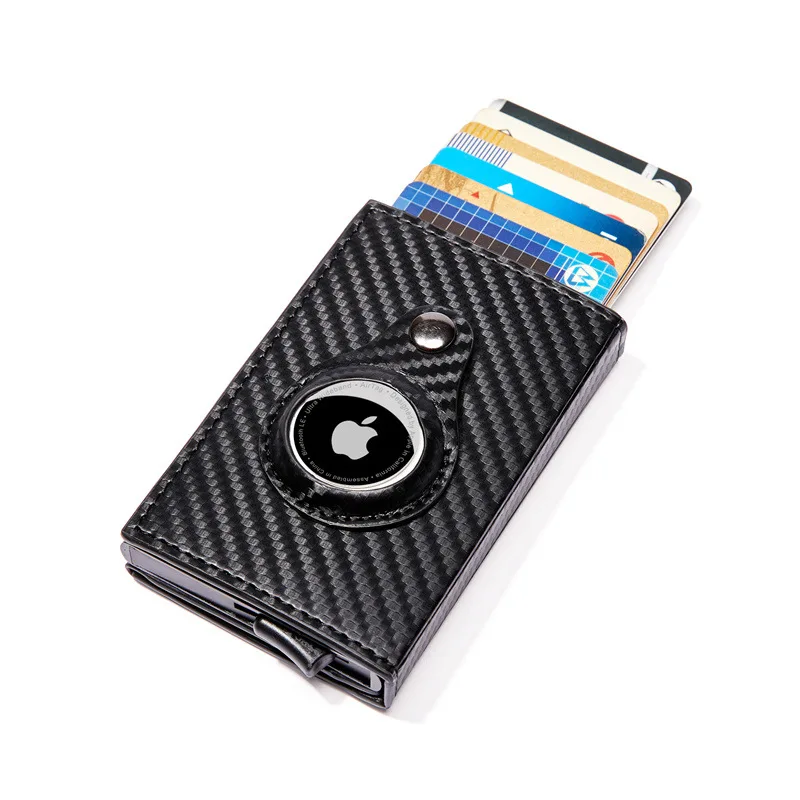 New Carbon Fiber Apple Airtag Wallet Luxury Leather RFID Slim Credit Card Holder Anti-lost Anti Scratch Protection Airtags Case