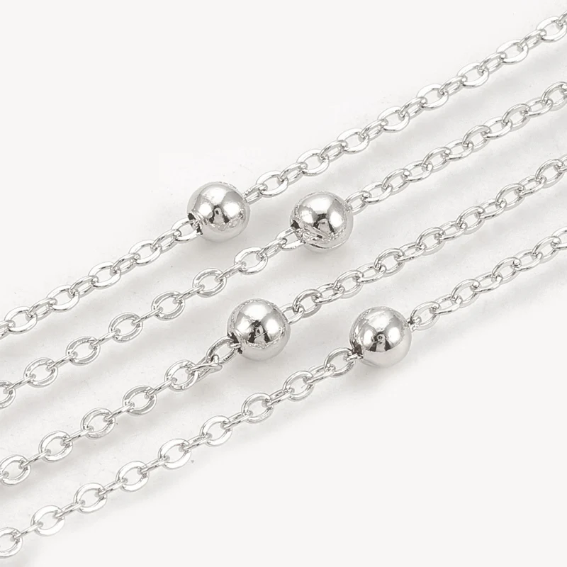 10m/roll Brass Cable Chains Satellite Chains with 3.5mm Round Bead Welded for Jewelry Making DIY Bracelet Necklace 2x1.5x0.2mm