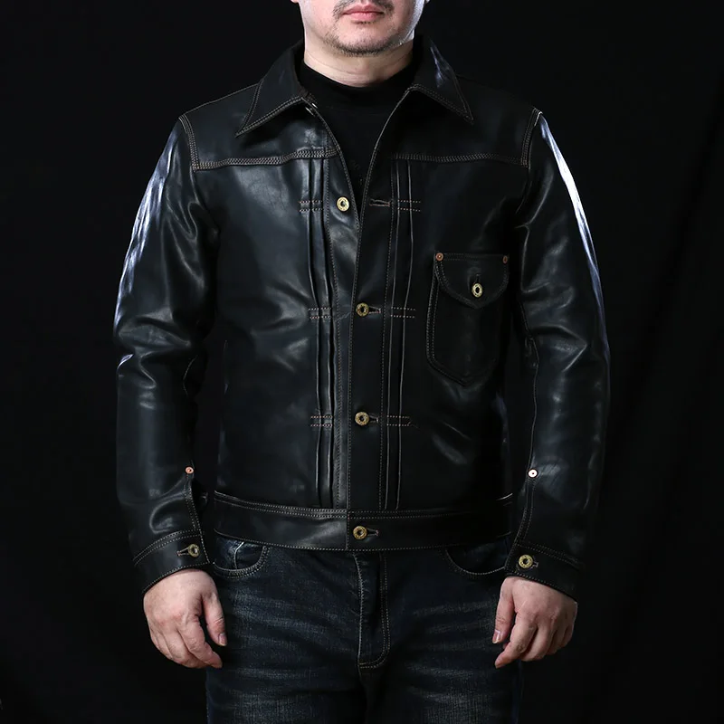 2005506 Rock Can Roll Read Description! Asian Size Super Quality Genuine Horse Leather 85% Wool Lining Horsehide Stylish Jacket