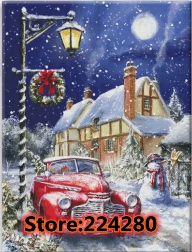 

Snow day Christmas Sewing Kit Needlework 16ct 14CT Canvas Unprinted Handmade Embroidery Cross Stitch Kits Set DIY Home Decor