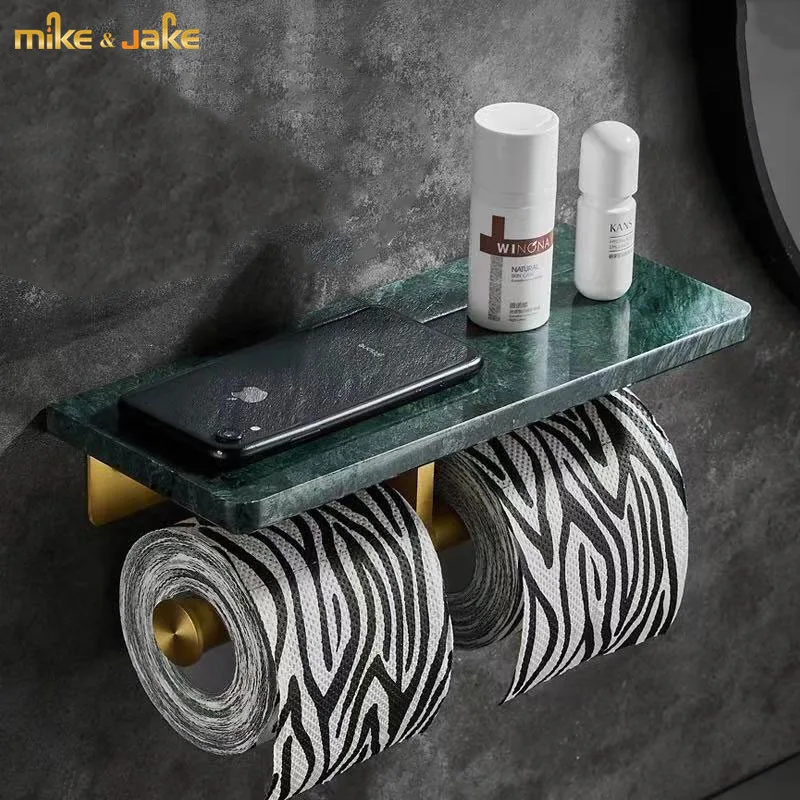 Bathroom green marble paper holder shelf Marble emerald toilet tissue holder paper box toilet hand wipe box mobile phone holder