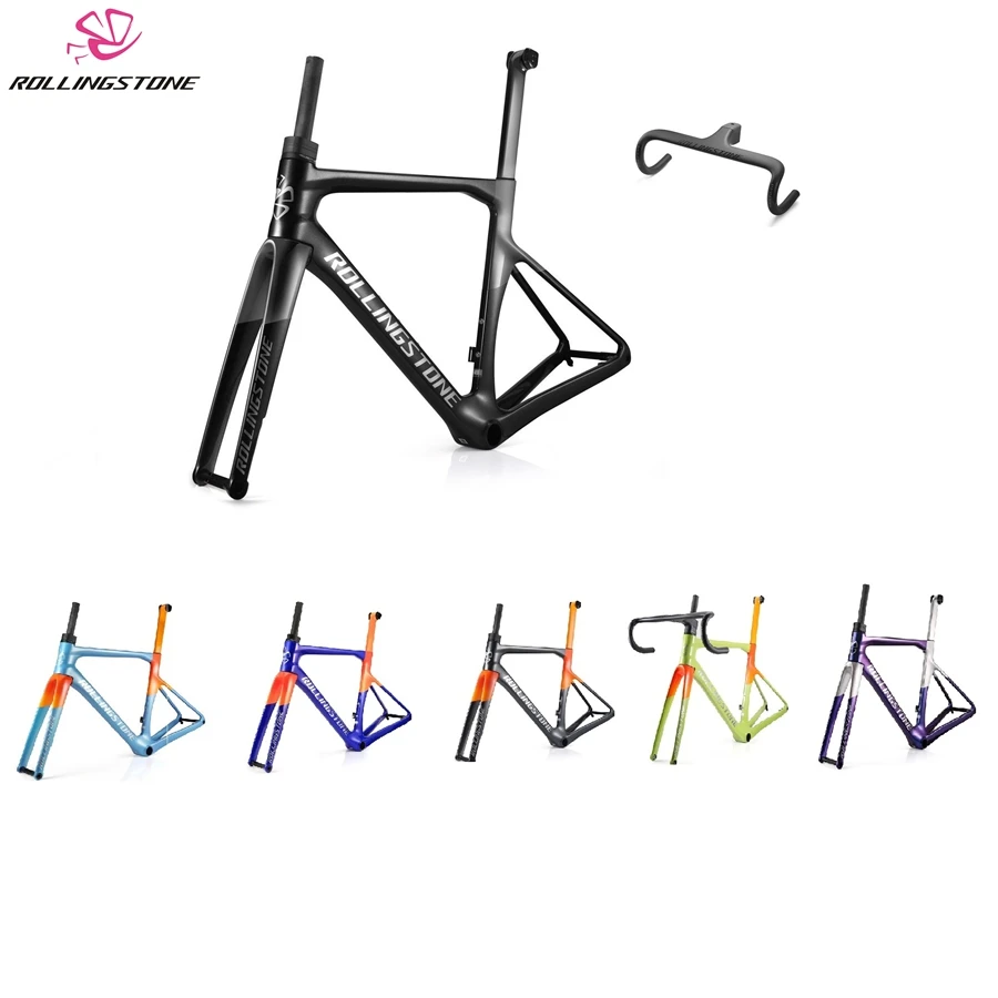 Rolling Stone Hider Carbon Disc Brake Road Frame Set, Aero Integrated Bar, 46, 49, 52, 55cm