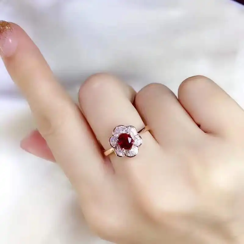 Natural and Real Ruby Ring 925 Sterling Silver Finger Ring For woman Wedding Party female Ring Gift Wholesale