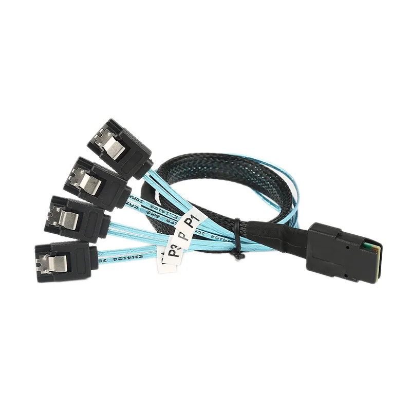 Mini-SAS SFF-8087 to 4 SATA Cable 12Gbps 50cm SAS 4i SFF8087 36P to 4 SATA 7P Hard Drive Data Cable for Storage Solutions