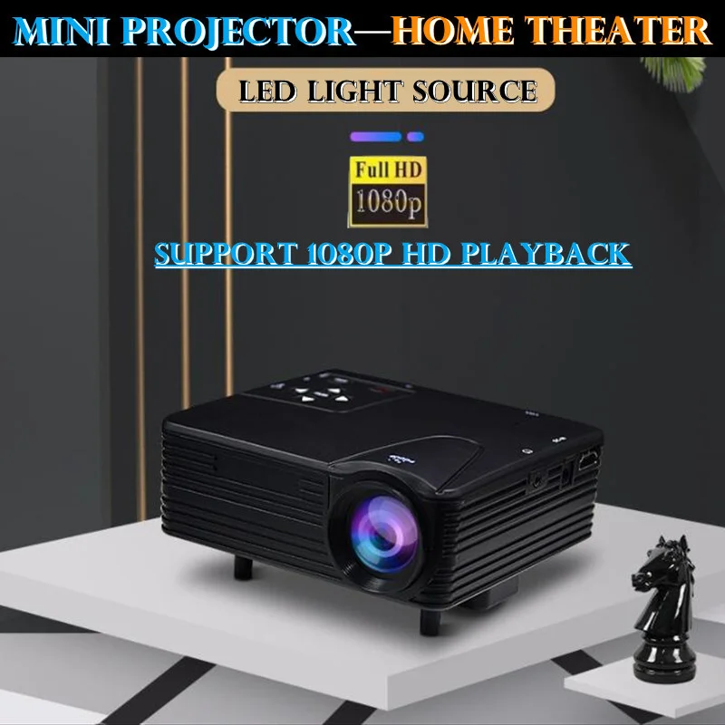 H80 LED Mini Projector 320x240PPI Support 1080P HD HDMI-Compatible USB Audio Portable Home Theater Media Video Player 50-100inch