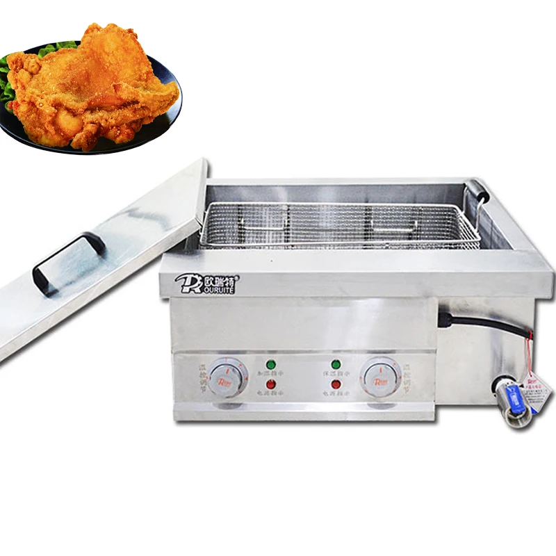 

220V Electric Fryer Desktop Commercial Stainless Steel Fried Dough Sticks French Fries Single Cylinder Fryer Chicken Equipment