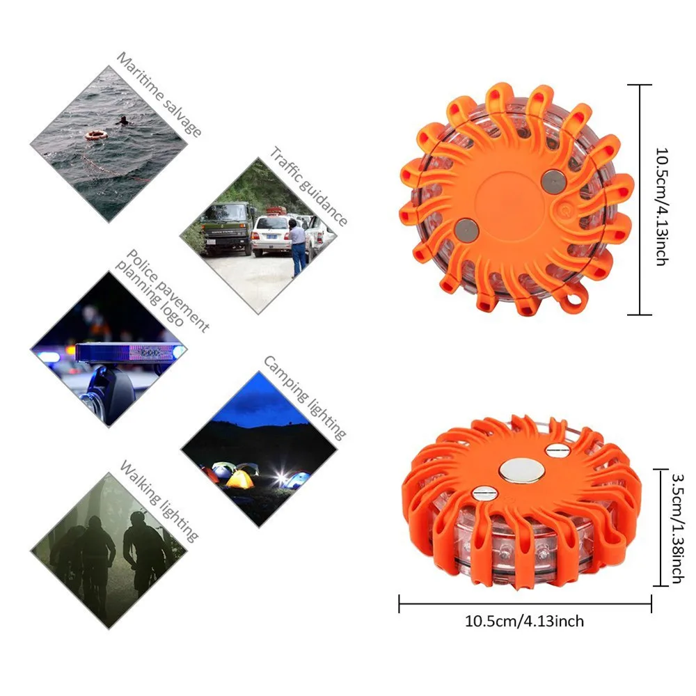 USB 충전 LED 자동차 도로 플레어 라이트, 안전 플레어 손전등, 자석 경고 야간 조명, 도로변 비상 플레어, IP44