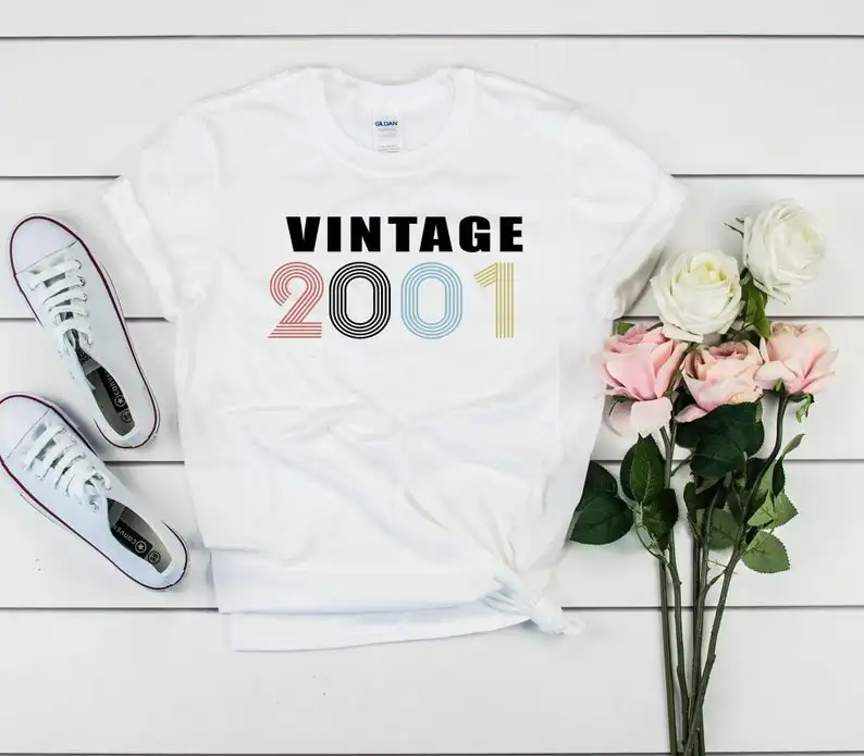 

20th birthday shirt, 2001Vintage T-shirt, gift for her and him-birthday gift, party shirt, summer casual T-shirt unisex