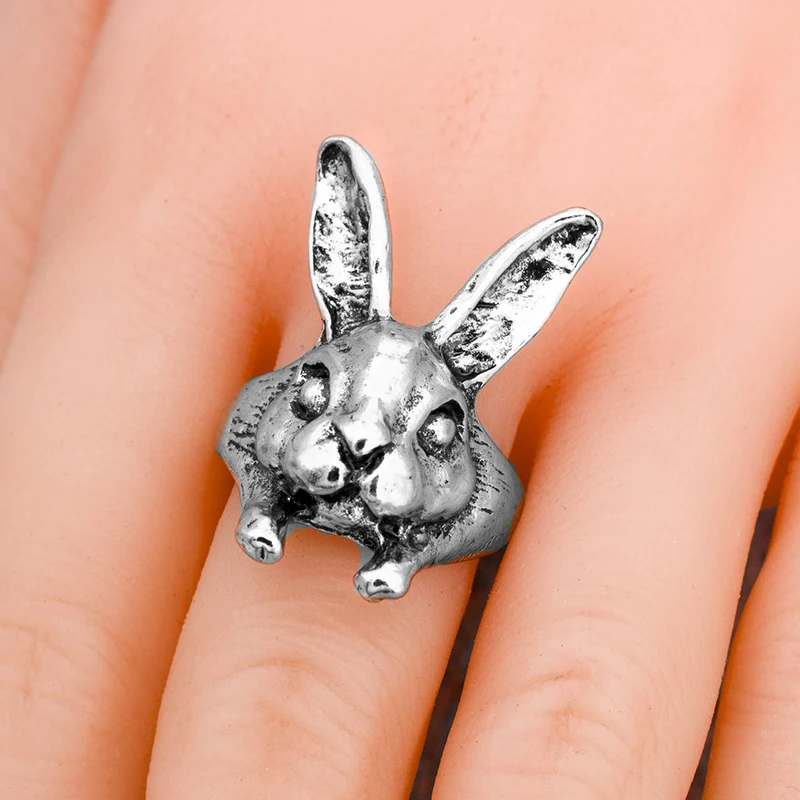 Adjustable Vintage Hippie Chic Handmade Rabbit Bunny Animal Knuckles Rings for Women Girls Charm Gift Fashion Jewelry