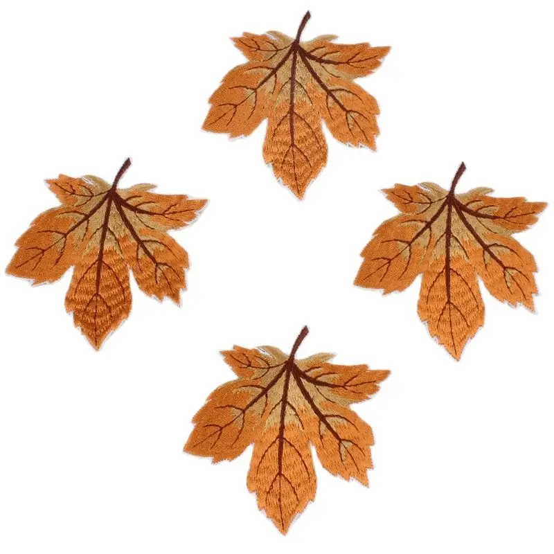 10pcs/lot Cartoon Maple Stickers Iron On Leaves Patch for Apparel Backpack Hats Decoration Sewing Fabric Appliques DIY Badge