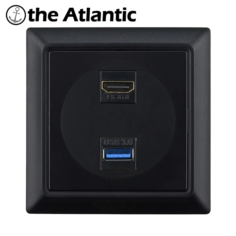 Atlectric Dual HDMI HD TV Television USB Data Socket HDMI & USB Data Port Plug Wall Socket 86Type PC Matte Panel Outlet