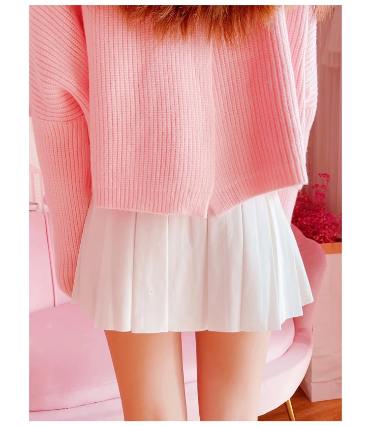 Autumn Kawaii Bow Pleated Mini Skirt Women Korean Fashion School Girls Uniform High Waist Skater Tennis Flare White Short Skirts