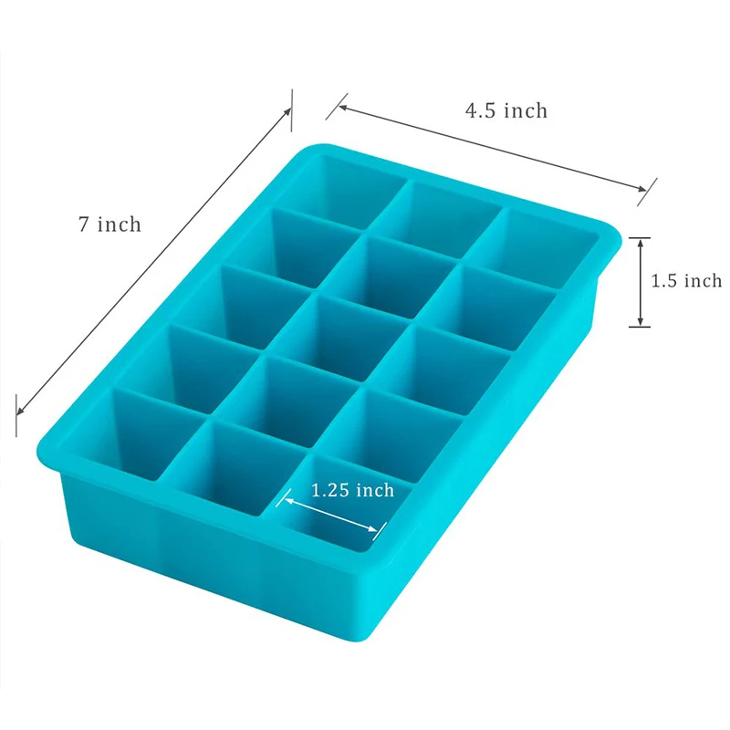 15 Cavity Silicone Ice Cube Molds Whisky Ice Cube Tray Ice Cube Trays Easy Release Easy Release Pop Out Makes 15 Cubes