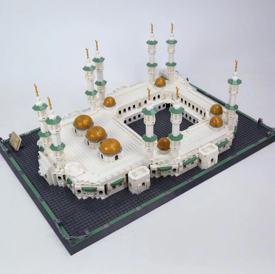 Weltberühmte Islamismus-Architektur Saudi-Arabien Große Moschee von Mecca Bausteinmodell Ziegelspielzeugsammlung für Geschenke