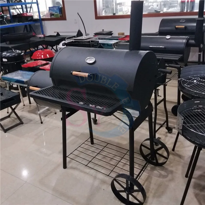 Wholesale Price Home Courtyard Folding Ceramic Charcoal Barbecue Bbq Grills/Black Trolley Chimney Double Carbon Oven With Wheels