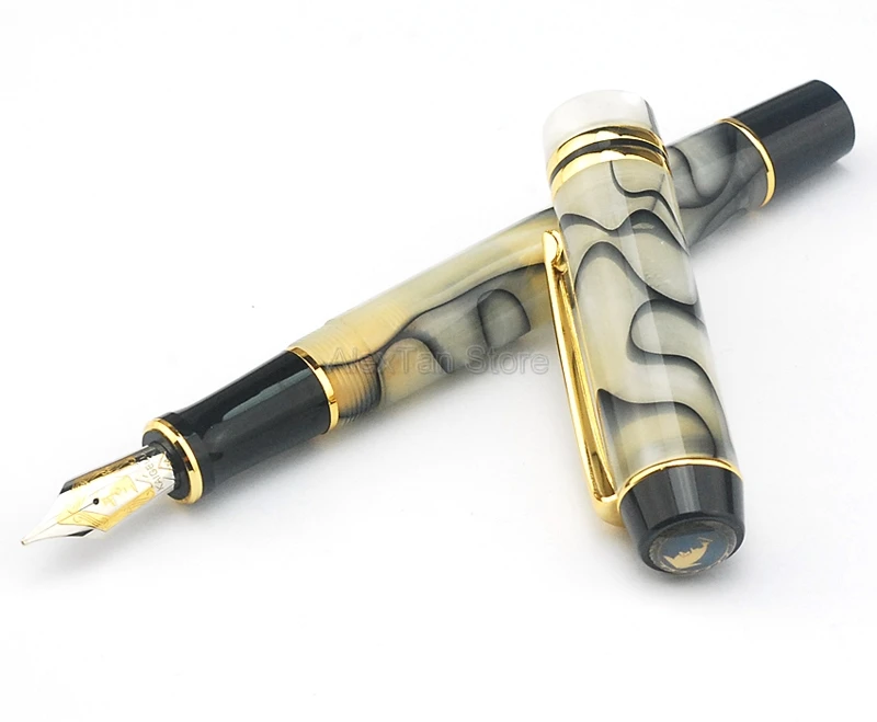 

Kaigelu 316 Noble Marble Celluloid Fountain Pen, 22KGP Medium Nib Beautiful Phantom White Pattern Gift Pens For Office & Home