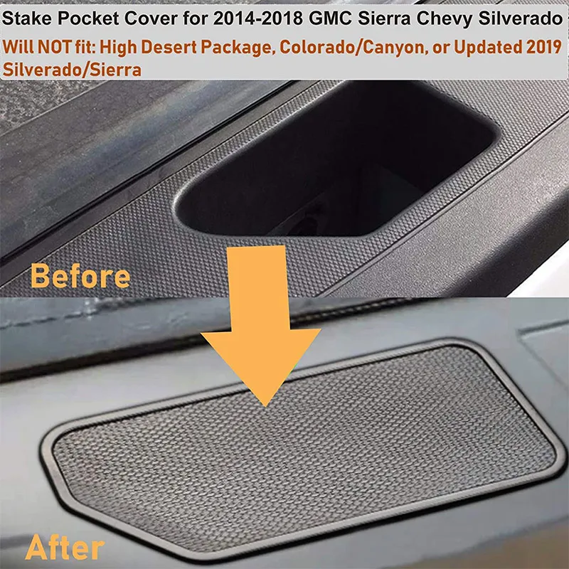 Truck Bed Rail Stake Pocket Cover for 2014 2015 2016 2017 2018 GMC Sierra 1500 Chevrolet Silverado 1500 2500HD 3500 Hole Plug