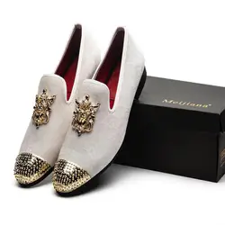 Men Wedding Shoes Gold Horse Buckle And Zebra Print Leather Loafers Fashionable Nightclub Party Shoes  b25