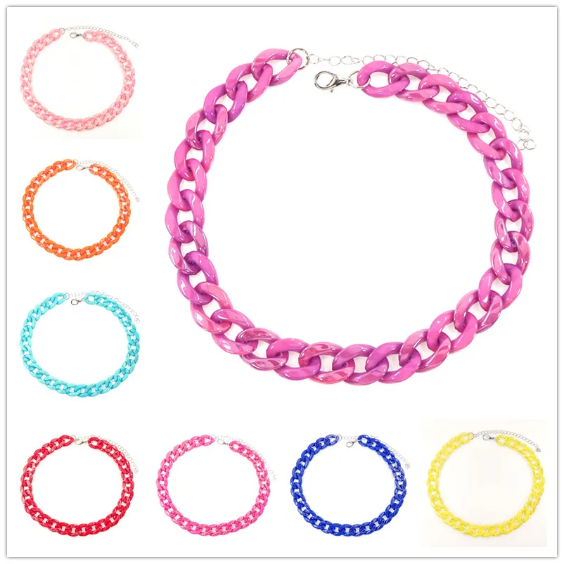 Shine Acrylic Chain Necklace Colored Chain Collar Necklaces & Pendants for Women Men Boho Jewelry Gift Drop Shipping