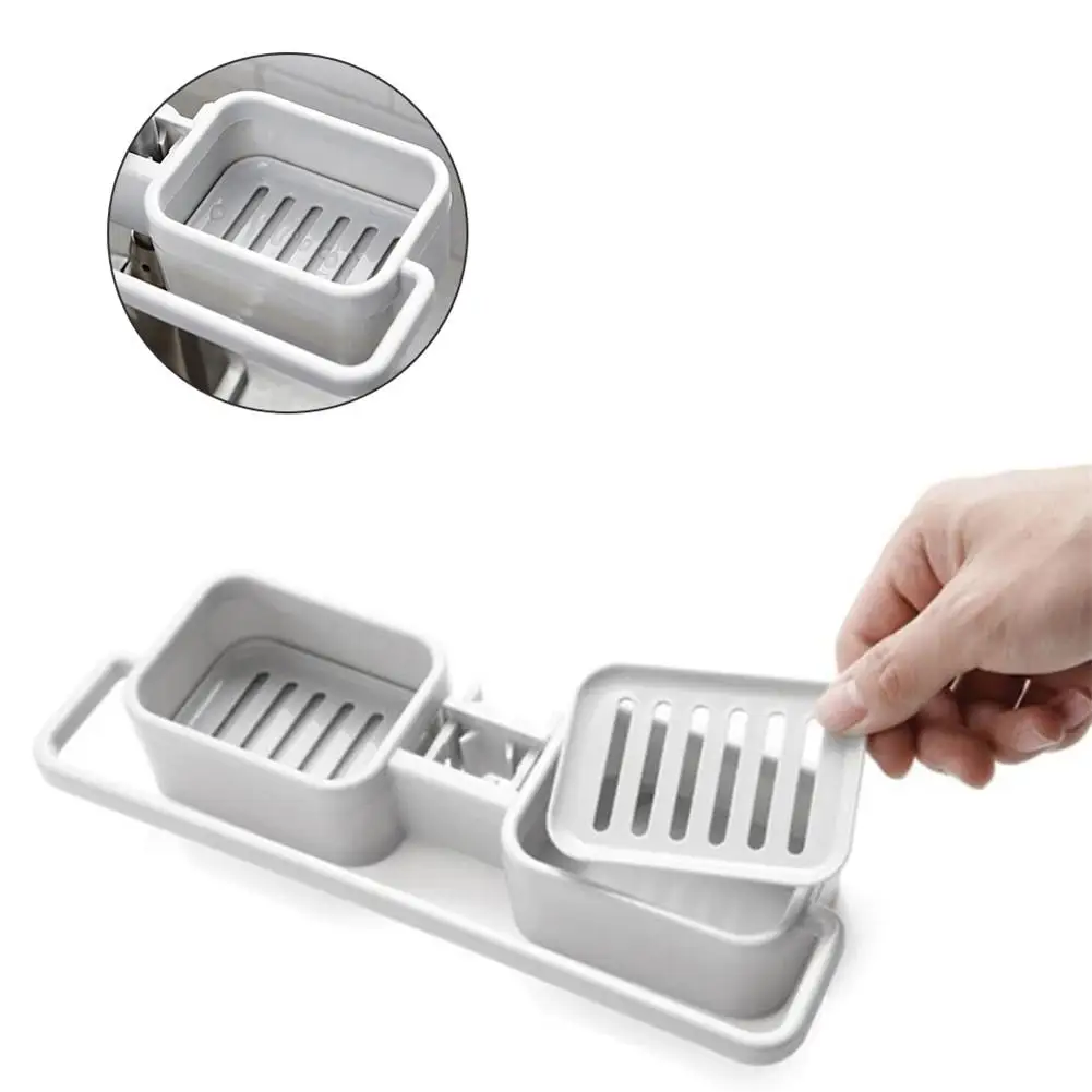 Kitchen Sink Faucet Holder Sponge Soap Cloth Storage Organizer No Drills Multi-functional Storage Drain Rack Shelf