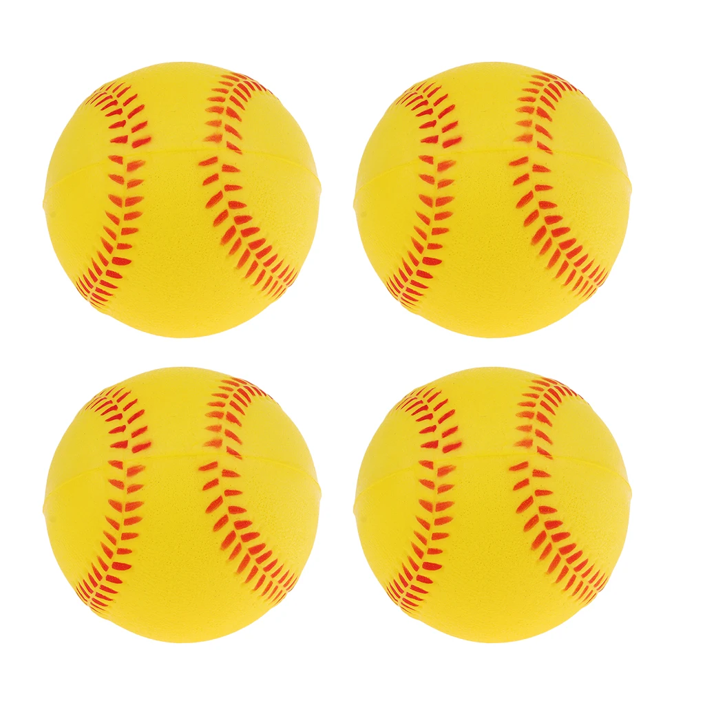 Pelota hinchable de seguridad para ejercicio, práctica de bateo, béisbol y Softball, color amarillo, 4 unidades