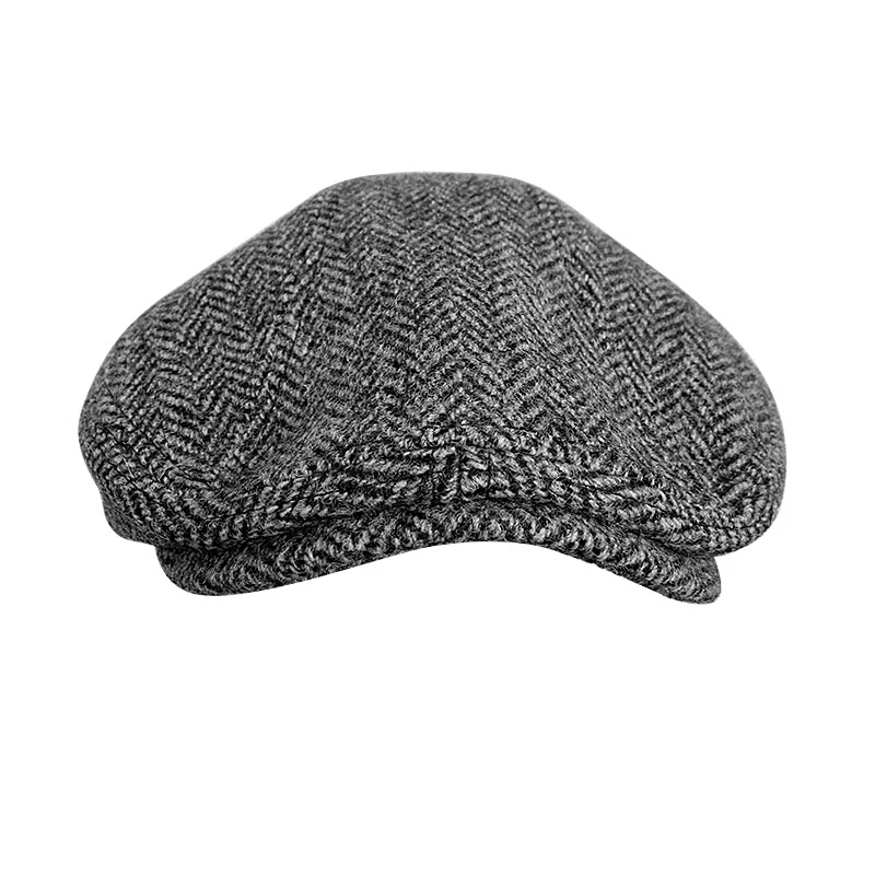 Men's Winter High Quality Pure Wool Newsboy Hats Herringbone Octagon Cap Women Gatsby Flat Hat BLM318