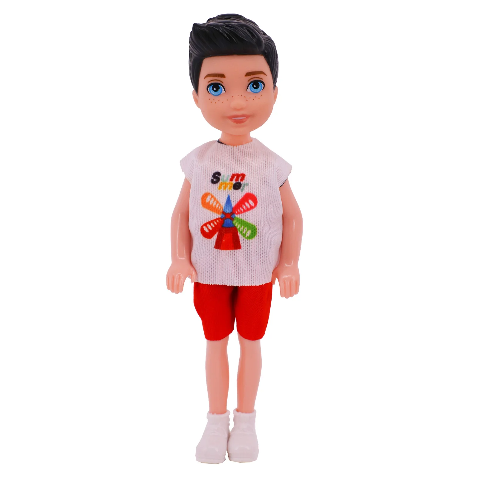 Boy Doll Clothes Cotten Print T-shirt+Shorts Fit For 5Inch American Kelly Doll,Specialiy Mini Doll House Toy,Girl Christmas Gift