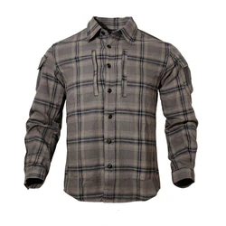 Fan Plaid Tactical Shirt Men Women Long Sleeve Breathable Cotton Plaid Shirt Outdoor Hiking Training Hunting Shirt Uniform