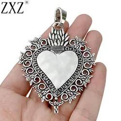 2pcs Antique Silver/Golden Boho Large Filigree Love Heart Charms Pendants for DIY Necklace Jewelry Making Accessories 81x56mm