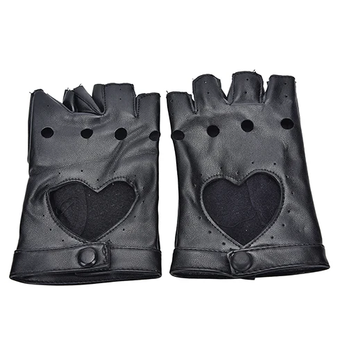 1 Pair Motor Punk Gloves Unisex Black PU Leather Fingerless Gloves Black Female Half Finger Driving Women Men Sports Guantes