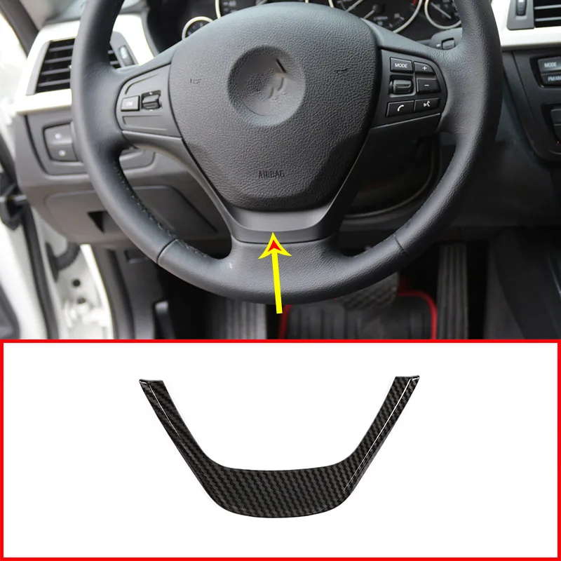

cheya ABS Carbon Fiber Car Steering Wheel Decorative Frame Panel Cover Trim for BMW 3 Series F30 F32 F34 2013-2019 Accessories