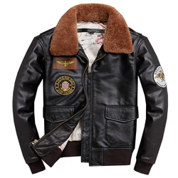 2020 Vintage Brown Men World War II Pilot Leather Jacket Plus Size XXXL Genuine Cowhide American Aviator Coat FREE SHIPPING