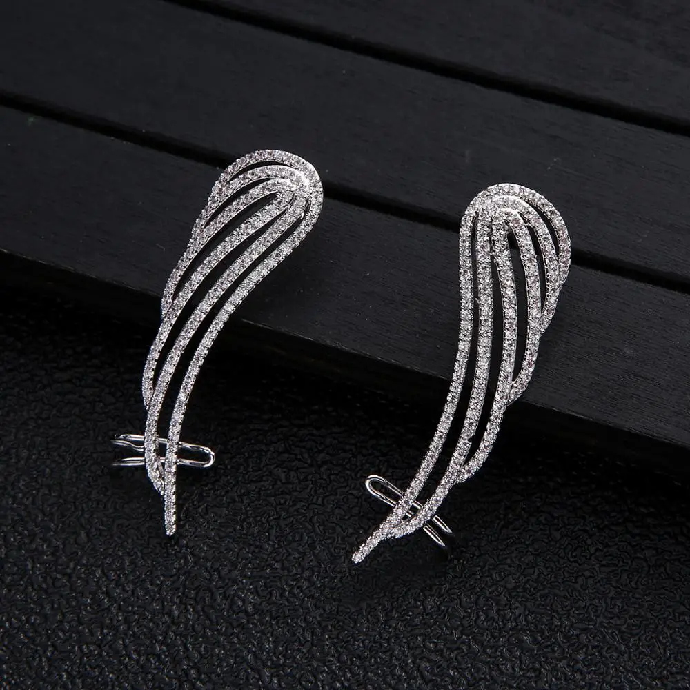 

Favorite Wing Cut AAA Micro Zirconia Women Bridal Dress Wedding Everyday Clip Earring Fashion Jewelry e5712