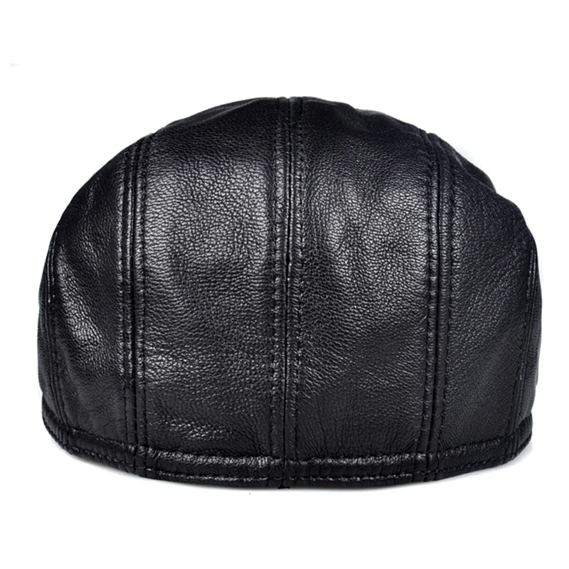 Vintage Chic Genuine Leather Beret Cap Hat 2020 Brand Black Brown Color Sheep Leather Newsboy Caps Hats For Women Men