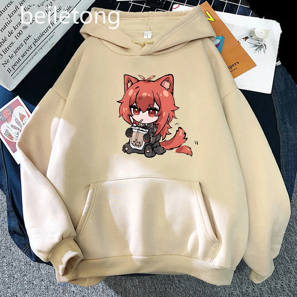 Kawaii Game Hoodie Men Women Streetwear Genshin Impact Hoodies Print Diluc Clothes Boy Girls Sweatshirts Sudaderas Blue Pullover