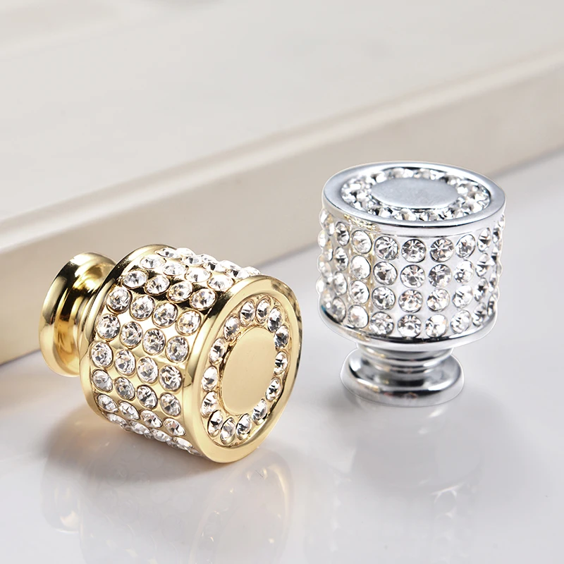 Crystal Golden Furniture Handle Kitchen Cabinets Knob Dressing Cupboard Handles Wardrobe Drawer Pulls Closet Door Handle